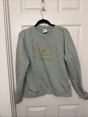 Nike Sage Green Crewneck with Gold Embroidered Logo